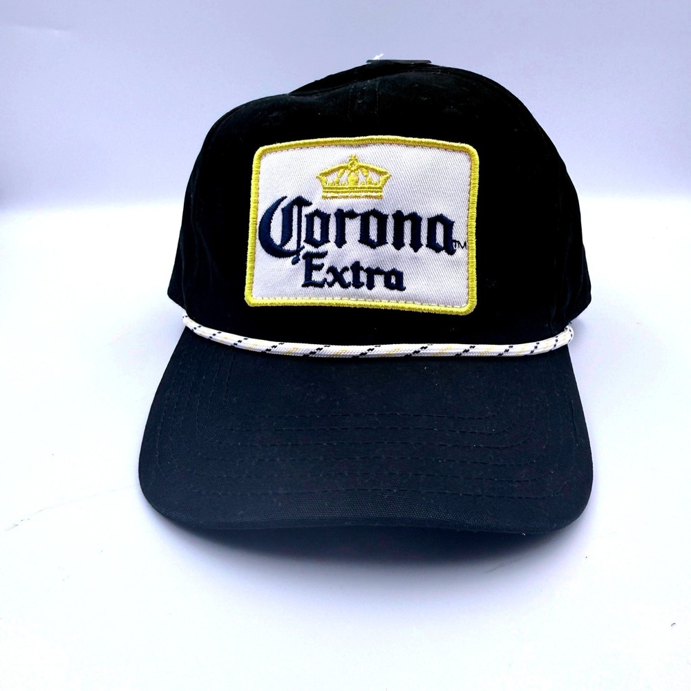 Corona Extra Hat OSFM Black Rope Snapback Embroidered Patch Baseball Cap